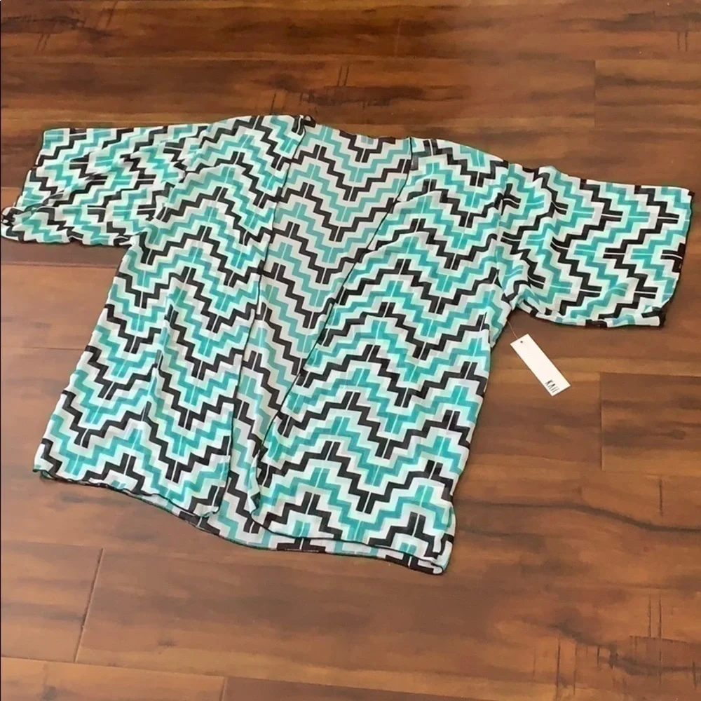 𝅺KAII Chevron Kimono Cardigan Swim Cover Up Duster